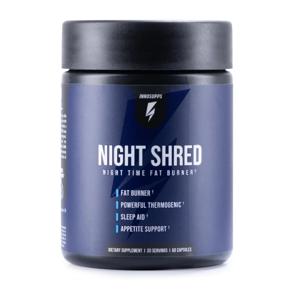 InnoSupps Inno Supps Night Shred - Night Time Fat Burner and Natural Sleep Support - Appee Suppressant and Weight Loss Support (60 Vegetarian Capsules)