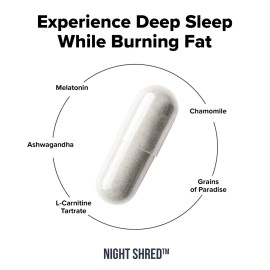 InnoSupps Inno Supps Night Shred - Night Time Fat Burner and Natural Sleep Support - Appee Suppressant and Weight Loss Support (60 Vegetarian Capsules)