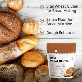 Kate Naturals Vital Wheat Gluten for Baking (12oz) - . Non-GMO & Premium Grade. High Protein, Low Carb for Vegan. Perfect for Keto. Make Seitan and Low Carb Bread. Resealable Bag