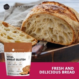 Kate Naturals Vital Wheat Gluten for Baking (12oz) - . Non-GMO & Premium Grade. High Protein, Low Carb for Vegan. Perfect for Keto. Make Seitan and Low Carb Bread. Resealable Bag