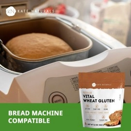 Kate Naturals Vital Wheat Gluten for Baking (12oz) - . Non-GMO & Premium Grade. High Protein, Low Carb for Vegan. Perfect for Keto. Make Seitan and Low Carb Bread. Resealable Bag