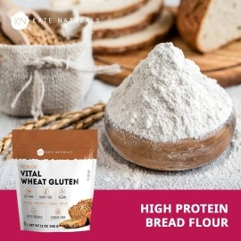 Kate Naturals Vital Wheat Gluten for Baking (12oz) - . Non-GMO & Premium Grade. High Protein, Low Carb for Vegan. Perfect for Keto. Make Seitan and Low Carb Bread. Resealable Bag