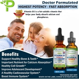 Power by Naturals - High Potency Liquid Vitamin D3 10000 IU - High Dose Vitamin D - The Sunshine D3 Vitamin Supplement - Vitamin D Drops Adult for Faster Absorption, Natural Orange Flavor - 30mL