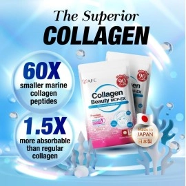 AFC Japan Collagen Beauty MCP-EX with Marine Collagen Peptide, 1.5X Better Absorption Than Other Collagen, for Anti-Aging, Skin, Hair, Nails, Bone and Joints, for Women & Men, 90 Days Supply
