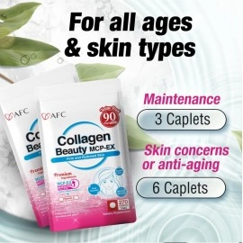 AFC Japan Collagen Beauty MCP-EX with Marine Collagen Peptide, 1.5X Better Absorption Than Other Collagen, for Anti-Aging, Skin, Hair, Nails, Bone and Joints, for Women & Men, 90 Days Supply