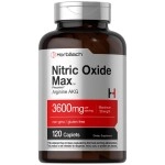 Horbach Nitric Oxide Max 3600mg | 120 Caplets | with Arginine AAKG for Men and Women | Vegetarian, Non-GMO, & Gluten Free Pre Workout Supplement | by