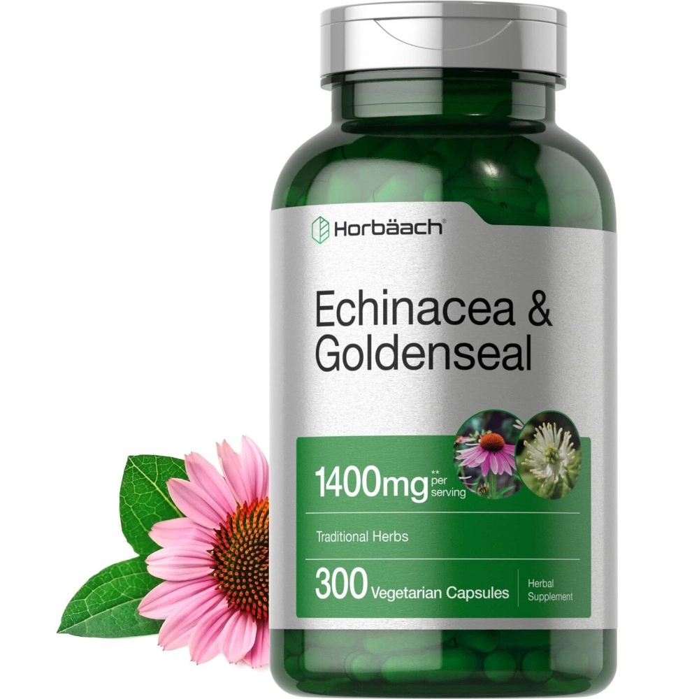 Horbach Echinacea Goldenseal Capsules | 1400mg | 300 Count | Vegetarian, Non-GMO, Gluten Free Extract Supplement