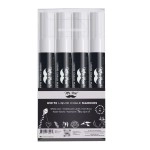 Mr. Pen- White Chalk Markers, 4 Pack, Dual Tip, 8 Assorted Colors, For Non-Porous Surfaces, Reversible Chisel and Bullet Tip