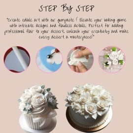 Confect Gum Paste for Cakes Fondant Chefs Choice for Cake Decorating | For Create Elegant Roses, Ruffles & Leafs Flowers | GuGum Pastem Paste For Cake Decorating | White Gum Paste - 250 GMS