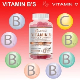 O NUTRITIONS Vitamin B Complex Vegan Gummies with Vitamin B12, B7 as Biotin, B6, B3 as Niacin, B5, B6, B8, B9 as Folate for Stress, Energy and Healthy Immune System (1 Pack)