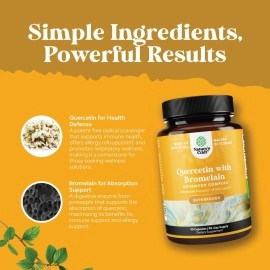 Immune Support Quercetin with Bromelain Supplement - Quercetin 500mg & Bromelain 100mg Antioxidant Supplement for Joint Support Lung Health and Immunity - Advanced Quercetin Bromelain Supplement 90ct