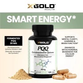 X Gold Health PQQ Supplement Veggie Capsules (Pyrroloquinoline Quinone), 99,7%+ Highly Purified - Promotes Mitochondrial Biogenesis, Energy Optimizer, Heart Cognitive Function & Sleep Support (120 CT)