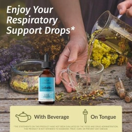 HERBAMAMA Lobelia Liquid Extract - Organic Herb Tincture Supporting Lung, Muscle & Joint Function - Natural Herbal Drops for Mood & Stress Relief - Vegan Supplement, No Sugar or Alcohol - 2 fl. Oz