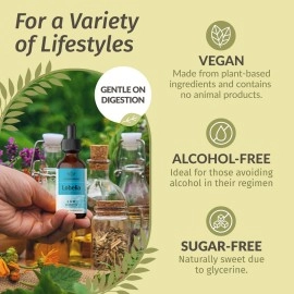 HERBAMAMA Lobelia Liquid Extract - Organic Herb Tincture Supporting Lung, Muscle & Joint Function - Natural Herbal Drops for Mood & Stress Relief - Vegan Supplement, No Sugar or Alcohol - 2 fl. Oz
