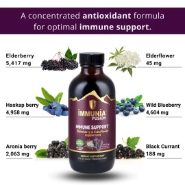 Immunia Fusion - Enhance Your Immune Support. A Powerful Formula of Elderberry, Elderflower, and antioxidant-Rich Berries. Concentrated in polyphenols. Made with Canadian Elderberries. (1-Pack)