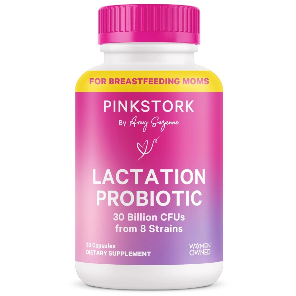 Pink Stork Lactation Probiotic - 30 Billion CFUs Multi Strain Postnatal Probiotics for Breastfeeding Women - Support Breast Milk & Gut Health, Postpartum Essentials, 30 Capsules