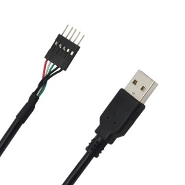 5 Pin Motherboard Header to USB A, Dupont IDC 5-Pin to USB 2.0 Male Extender Adapter Cable-2PCS(1FT)