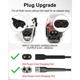 WUKUR Replacement for Wahl Magic Clipper Cordless Charger, 4V Clipper Charger Compatible with Wahl 8164/8591/8148/8504, 5-Star Magic Clip Cordless Trimmer, 1919 100 Year Hair Clipper