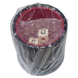 Cyber-Deals Set of Dice Cup Black PU Leather w/Plush Red Felt Lined + Spanish Poker Dice Ivory Tone (Gift Boxed)