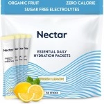 Nectar Hydration Packets - Electrolytes Powder Packets - No Sugar or Calories - Organic Fruit Liquid Daily IV Hydrate Packets for Dehydration Relief and Rapid Rehydration (Lemon 30 Pack)
