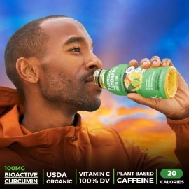 Golden Tiger Organic Turmeric Lemonade with Green Tea - Bio Active Curcumin + Green Tea + Ginger - 12 Bottles - Recover with Plant Based Power - 20 Calories