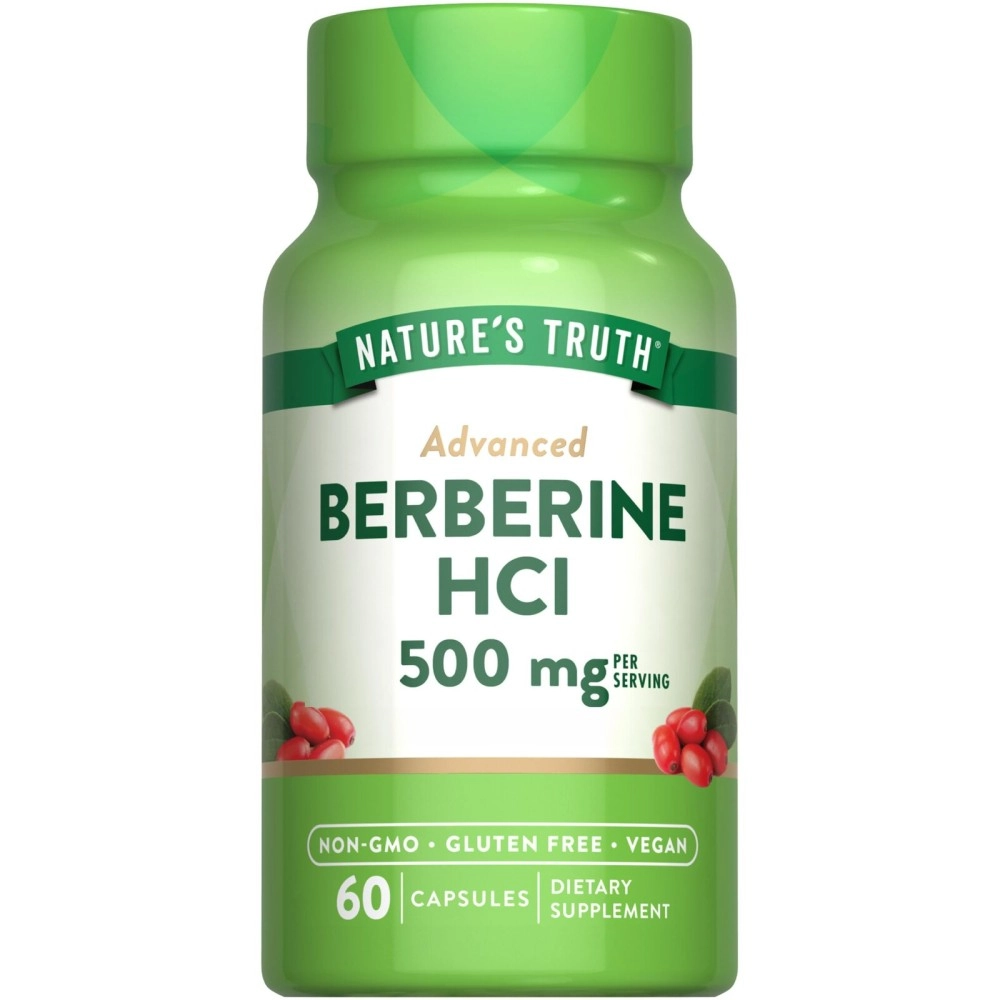 Nature\'s Truth Berberine Capsules | 500mg | 60 Count | Vegetarian, Non-GMO, & Gluten Free Supplement |