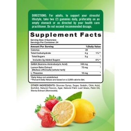 Nature\'s Truth Stress Relief Gummies for Adults | with Gaba, L Theanine, and Lemon Balm | Lemon Strawberry Flavor | Non-GMO & Gluten Free Supplement