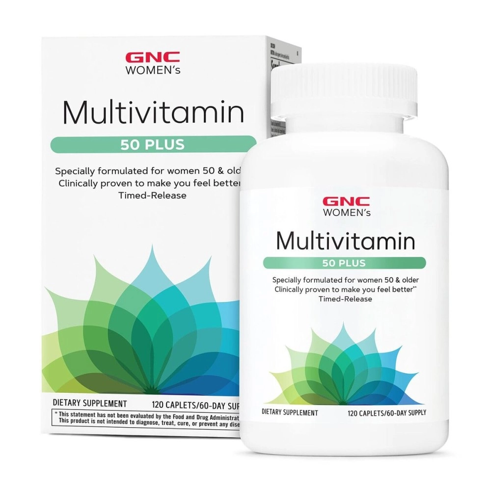 GNC Womens 50 Plus Multivitamin Caplets, Clinically Proven to Feel Better, Vitamin D-3, Immune, Strong Bones, Memory, Mental Sharpness, Vision, Biotin, Timed Release, 120 ct, 60 svgs