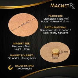 MagnetRX Magnetic Acupressure Patches - 3,500 Gauss Ultra Strength Magnetic Patches - Acupressure Magnetic Plaster (20 Pack)