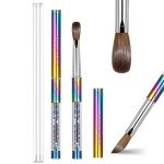 Shine Chance 100% Kolinsky Rainbow Rhinestone decorated in Handle Acrylic Brush Size 2/4/6/8/10/12/14 Acrylic Brush Kolinsky Sable Nail Brushes (08)
