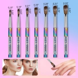 Shine Chance 100% Kolinsky Rainbow Rhinestone decorated in Handle Acrylic Brush Size 2/4/6/8/10/12/14 Acrylic Brush Kolinsky Sable Nail Brushes (08)