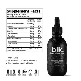 blk. Mineral Drops, 2oz, Alkaline Water Drops with Concentrated Fulvic Minerals, Bioavailable Fulvic & Humic Acid Extract, Trace Minerals, Electrolytes to Hydrate, Repair & Restore Cells