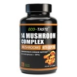 ECO-TASTE 14 Mushrooms Supplement with Black Pepper for Absorption Enhancer - 120 Veggie Capsules