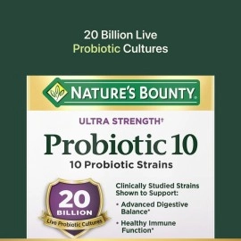 Nature\'s Bounty Probiotic 10 Daily Probiotic Supplement for Digestive, Immune, and Upper Respiratory Support, Ultra Strength, 30 Capsules 1 Pack