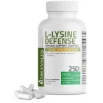 Bronson L-Lysine Defense Immune Support Complex 1500 MG L-Lysine Plus Olive Leaf, Garlic, Vitamin C and Zinc - Non-GMO, 250 Vegetarian Capsules