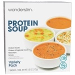 WonderSlim Protein Soup, Variety Pack, 70-110 Calories, 12-15g Protein, 0-1.5g Fat (7ct)