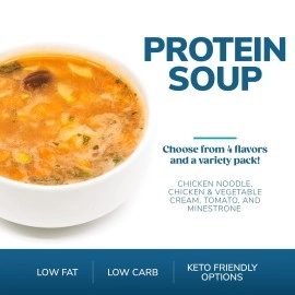 WonderSlim Protein Soup, Variety Pack, 70-110 Calories, 12-15g Protein, 0-1.5g Fat (7ct)