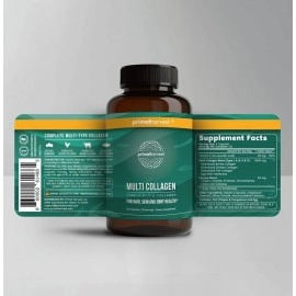 Primal Harvest Multi Collagen Pills for Women and Men (Type I, II, III, V, X) 120 Capsules w/Vitamin C for Hair, Skin, Nails