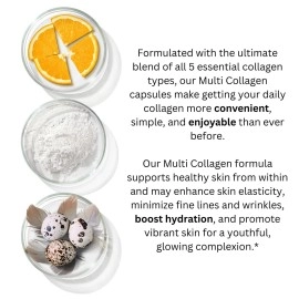 Primal Harvest Multi Collagen Pills for Women and Men (Type I, II, III, V, X) 120 Capsules w/Vitamin C for Hair, Skin, Nails