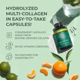 Primal Harvest Multi Collagen Pills for Women and Men (Type I, II, III, V, X) 120 Capsules w/Vitamin C for Hair, Skin, Nails