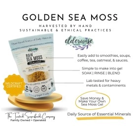 Elderwise Organics Made With Love Sea Moss | Makes 20oz of Gel | WILDCRAFTED | Raw + Non GMO | Sundried | MINERAL RICH | Golden