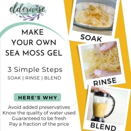 Elderwise Organics Made With Love Sea Moss | Makes 20oz of Gel | WILDCRAFTED | Raw + Non GMO | Sundried | MINERAL RICH | Golden