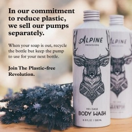 Alpine Provisions Cedar & Sandalwood Body Wash - Cleanse & Moisturize Naturally with Essential Oils - Vegan, Sulfate & Plastic Free - Gentle on Skin Natural Body Wash for Men and Women - 16.9 fl oz