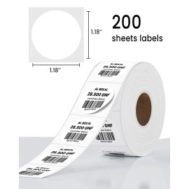 Memoqueen M110 Label Paper, Phomemo Thermal Sticker Labels for M110/M200 Label Maker, Adhesive Circle Label Paper, 1  X 1 (30x30mm) Printer Paper for Kitchen, Office, Study, 200labels/roll