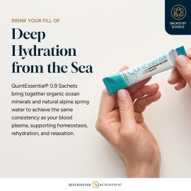 Quicksilver Scientific Quintessential 0.9 Sachets - Isotonic Solution with Sea Water Minerals + Alpine Spring Water - Liquid Hydration, Electrolyte + Multi Minerals Supplement (30 Count)