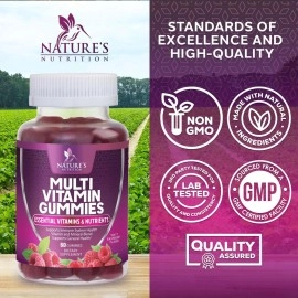 Multivitamin Gummies for Adults, Daily Gummy Vitamins & Minerals for Women & Men, Immune Support Gummy Multivitamins Supplement, Adult Multi VIT Vitamin with Vitamins A, C, D3, B12, Zinc, 60 Gummies