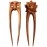 Handicraftviet Wood Hair Pin Hand-Carve Hair Forks for Women, Two Prong Hair sticks For Long Hair, 6.29in, Natural Color Wood, Unique Gift for Mother\'s Day - Set 2 Owl and flower hair fork