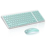 cimetech Keyboard and Mouse, Ergonomic Wireless Keyboard Mouse Combo for iPad, Apple MacBook, Tablet, PC, Smartphone - Green