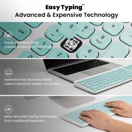 cimetech Keyboard and Mouse, Ergonomic Wireless Keyboard Mouse Combo for iPad, Apple MacBook, Tablet, PC, Smartphone - Green