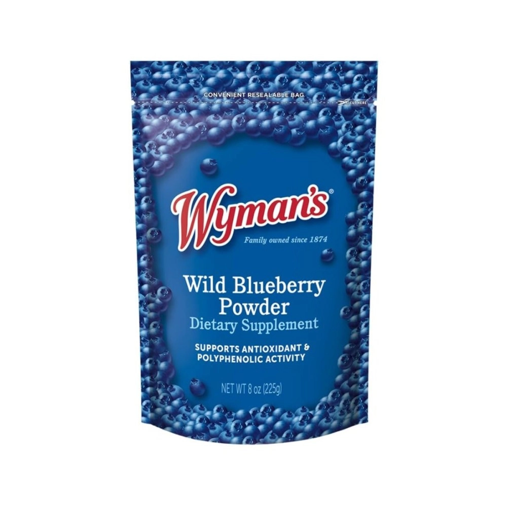 Wymans Wild Blueberry Powder | 100% Wild Blueberries | Antioxidant Activity | Great for Smoothies or Baking | Resealable Pouch - 8oz